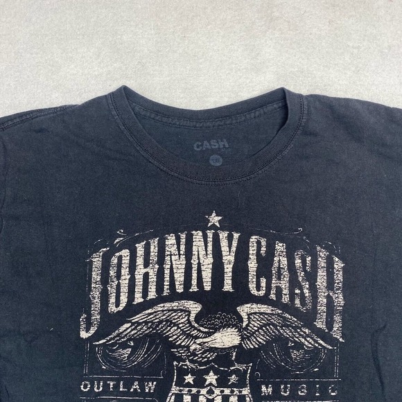 Johnny Cash Man In Black Tee Thrifted Vintage Style Size L - Picture 9 of 10